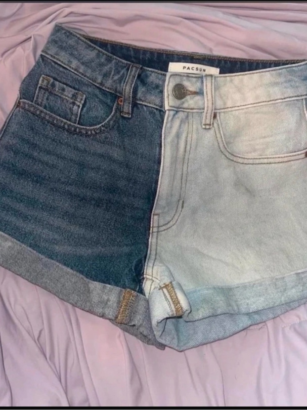 PacSun Two-Tone Denim Shorts - Dark Blue & Light Blue